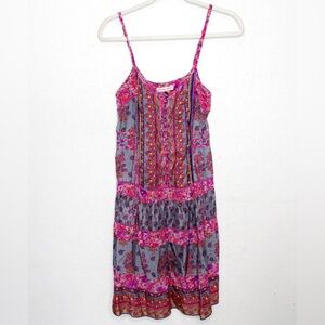 Rebecca Taylor Floral 100% Silk Spaghetti Strap Boho Dress Size 6